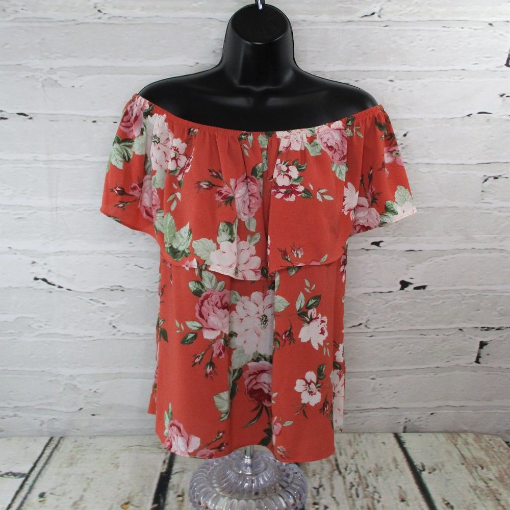 Bobeau Off The Shoulder Floral Sleeveless Top